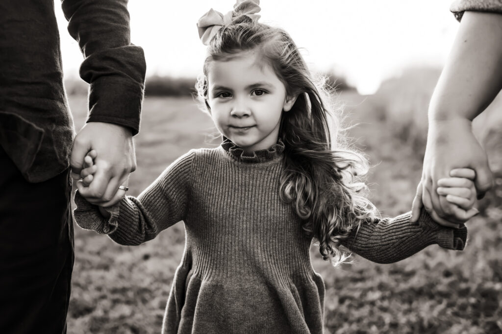 black and white portrait of little girl