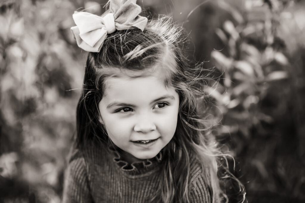 black and white portrait of daughter